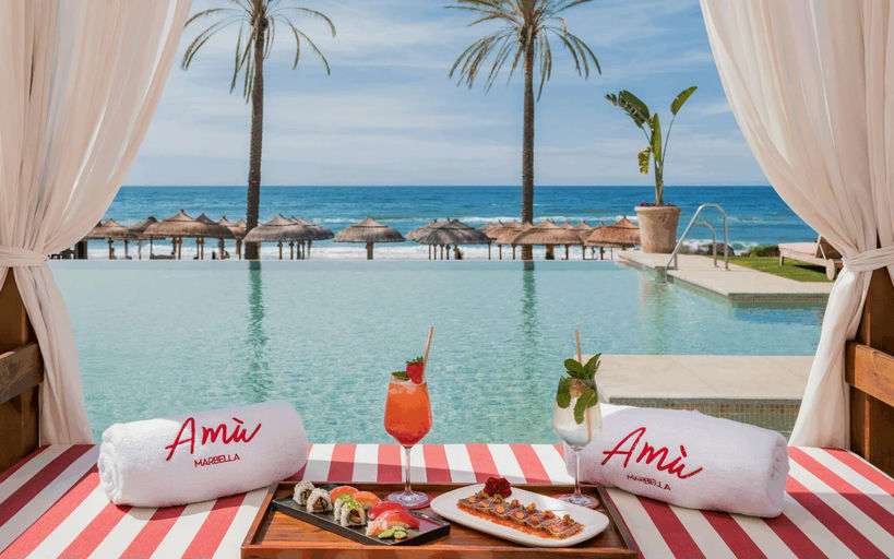Amù, a beach club in Marbella, Spain