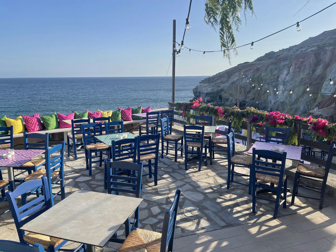 Deep Blue Beach Bar, a restaurant in Milos, Greece