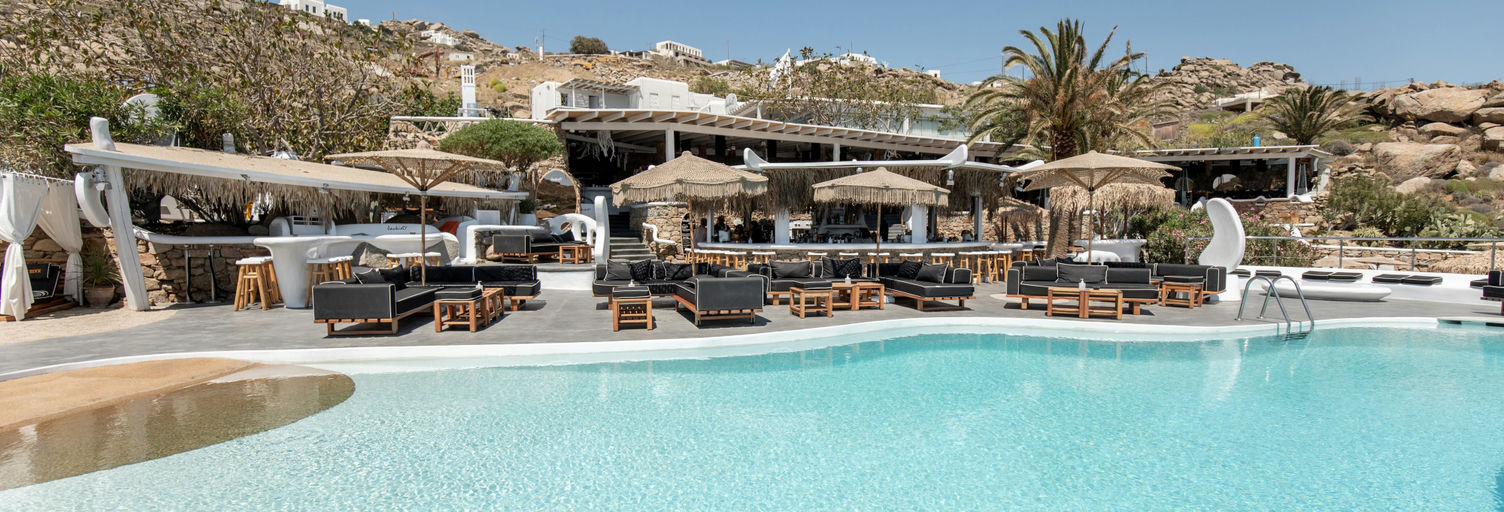 JackieO' Beach Bar, a beach club in Mykonos, Greece