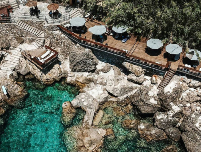 La Grotta Bar, a beach club in Corfu, Greece