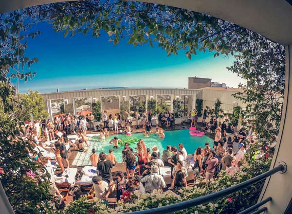 Skybar at The Mondrian, a night club in Los Angeles, USA