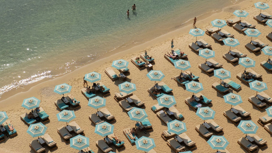 Solymar, a beach club in Mykonos, Greece