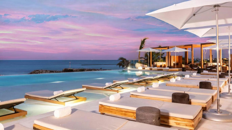 The Rooftop at SLS Hotel, a beach club in Cancun, Mexico